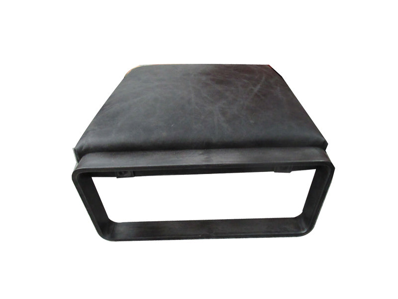 Black Square Leather Ottoman Chair,Stainless Steel Frame Ottoman Chair