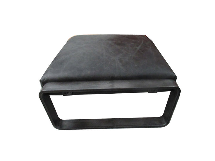 Black Square Leather Ottoman Chair,Stainless Steel Frame Ottoman Chair