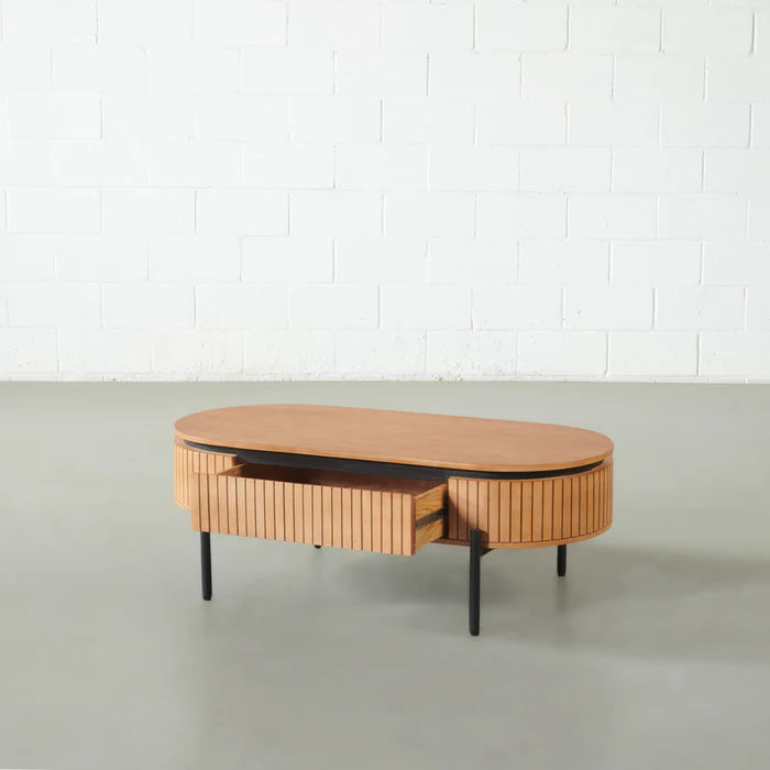 COPENHAGEN - Fluted Solid Mango Wood Coffee Table