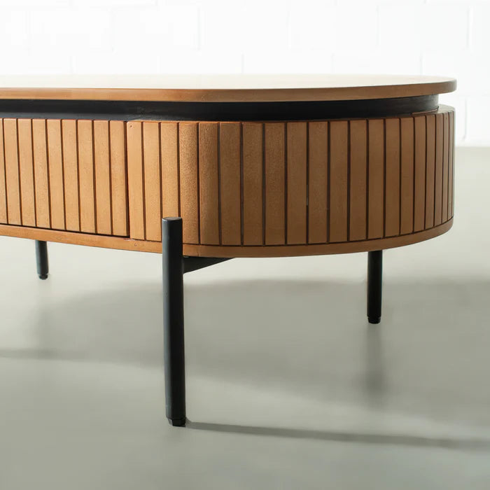 COPENHAGEN - Fluted Solid Mango Wood Coffee Table