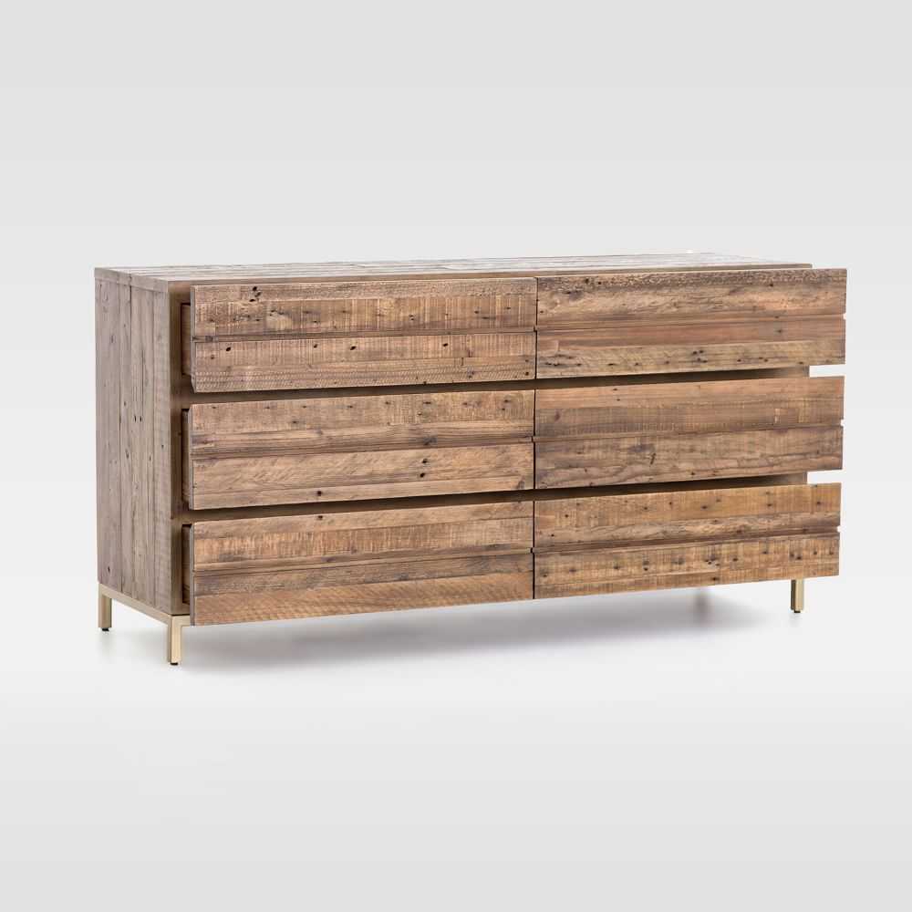 Jasper Reclaimed Wood & Iron Base 6-Drawer Dresser