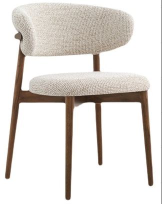 Dining Chair , Accent Chairs Comfy Fabric Cushion Seat, Curved Backrest Kitchen Side Chairs with Sturdy Wood Legs for Kitchen Restaurant Living Room