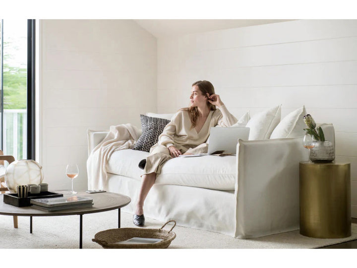 White Fabric Living Room Sectional Couch Sofa Hardwood Frame And Solid Stainless Steel Legs Sectional Couch Sofa