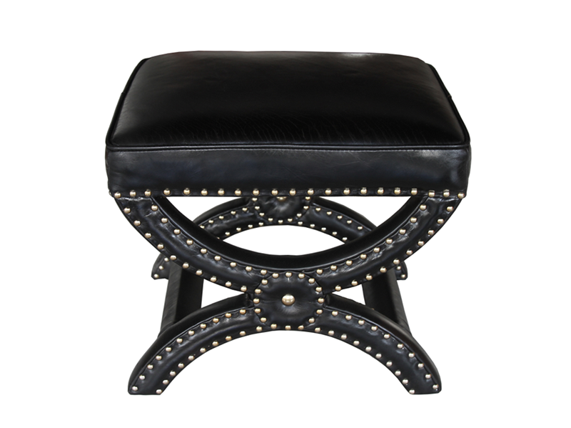 Riveted Toscane Vintage Leather Cross Ottoman