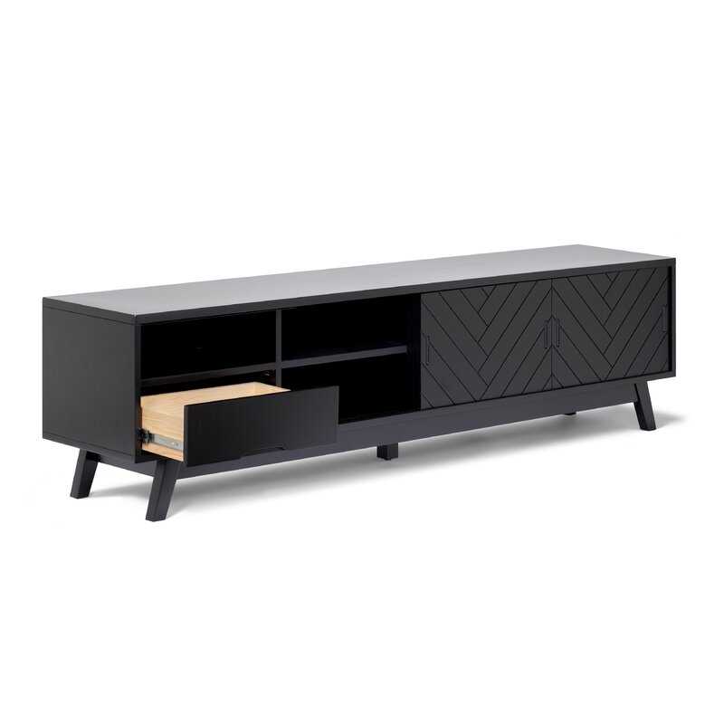 Black Quinn Acacia Solid Wood TV Stand