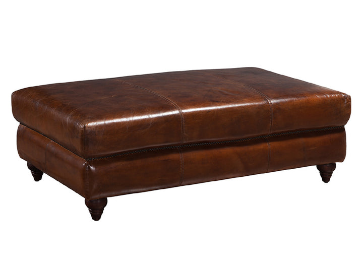 Vintage Leather Coffee Table Ottoman