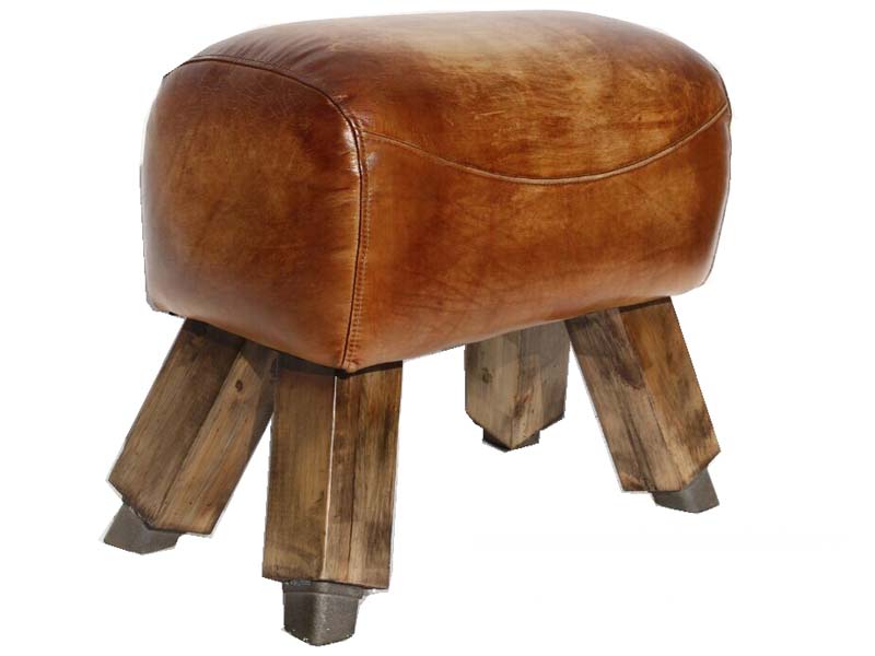 Rustic Style Gym Leather Horse Stool
