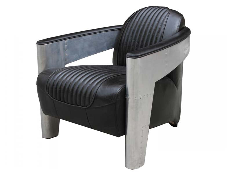 Aluminium and Antique Leather Tomcat Armchair