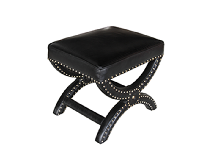 Riveted Toscane Vintage Leather Cross Ottoman