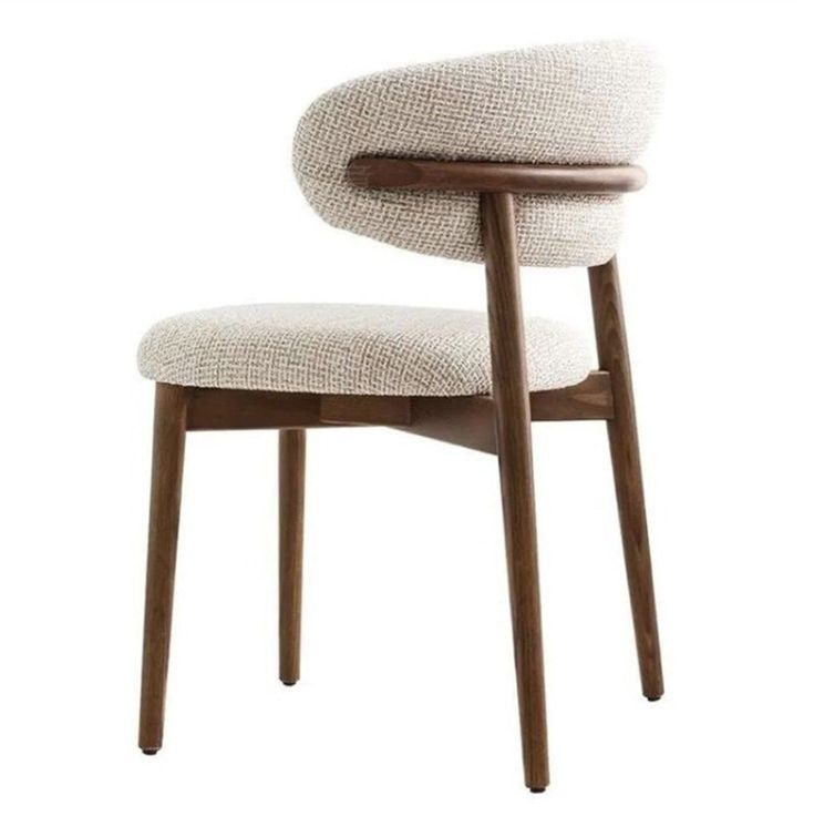 Dining Chair , Accent Chairs Comfy Fabric Cushion Seat, Curved Backrest Kitchen Side Chairs with Sturdy Wood Legs for Kitchen Restaurant Living Room