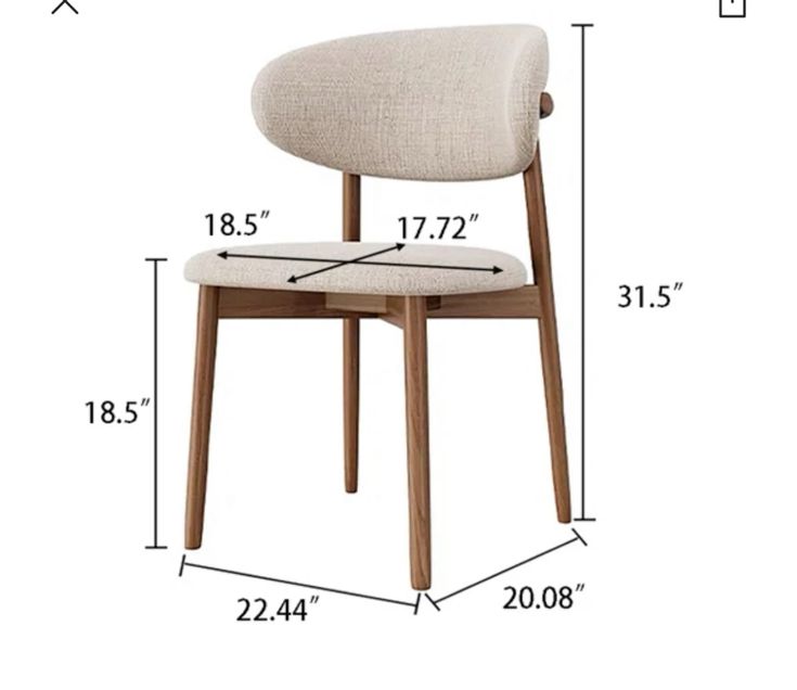 Dining Chair , Accent Chairs Comfy Fabric Cushion Seat, Curved Backrest Kitchen Side Chairs with Sturdy Wood Legs for Kitchen Restaurant Living Room