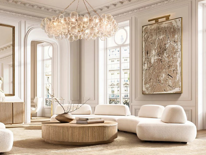 Modern White Linen Fabric and Feather Sofa