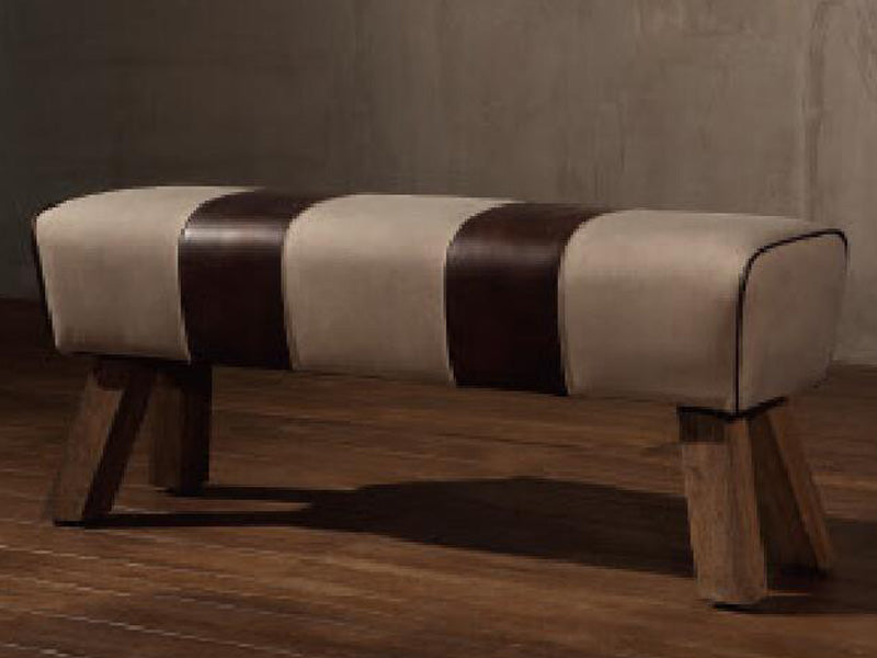 Canvas and Vintage Leather Hours Stool