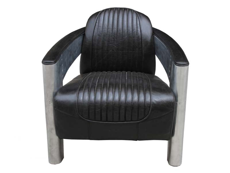 Aluminium and Antique Leather Tomcat Armchair