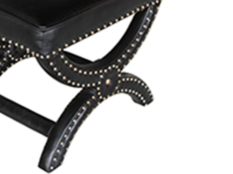 Riveted Toscane Vintage Leather Cross Ottoman