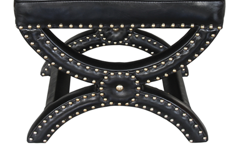 Riveted Toscane Vintage Leather Cross Ottoman