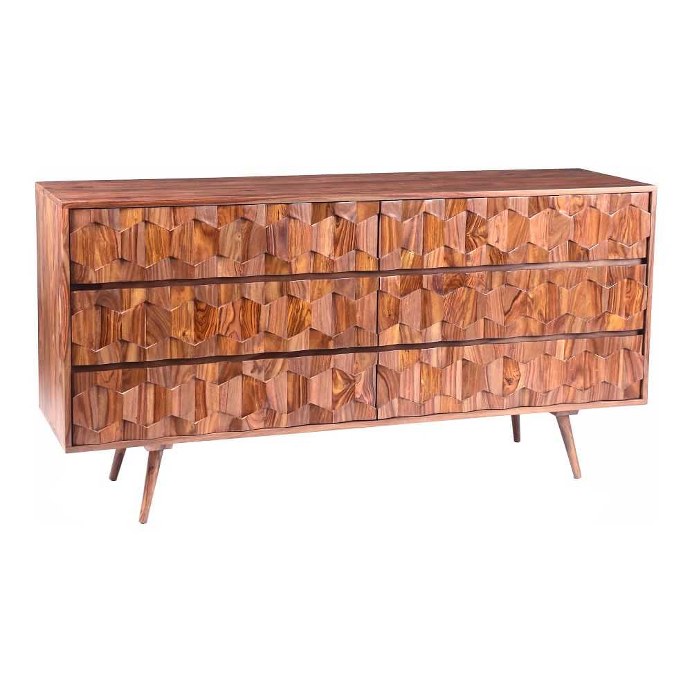 Modern Geo Wood 6-Drawer Dresser