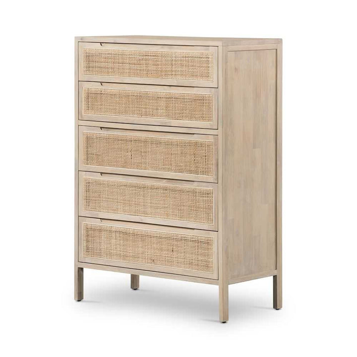 Natural Diego Rattan 5-Drawer Dresser