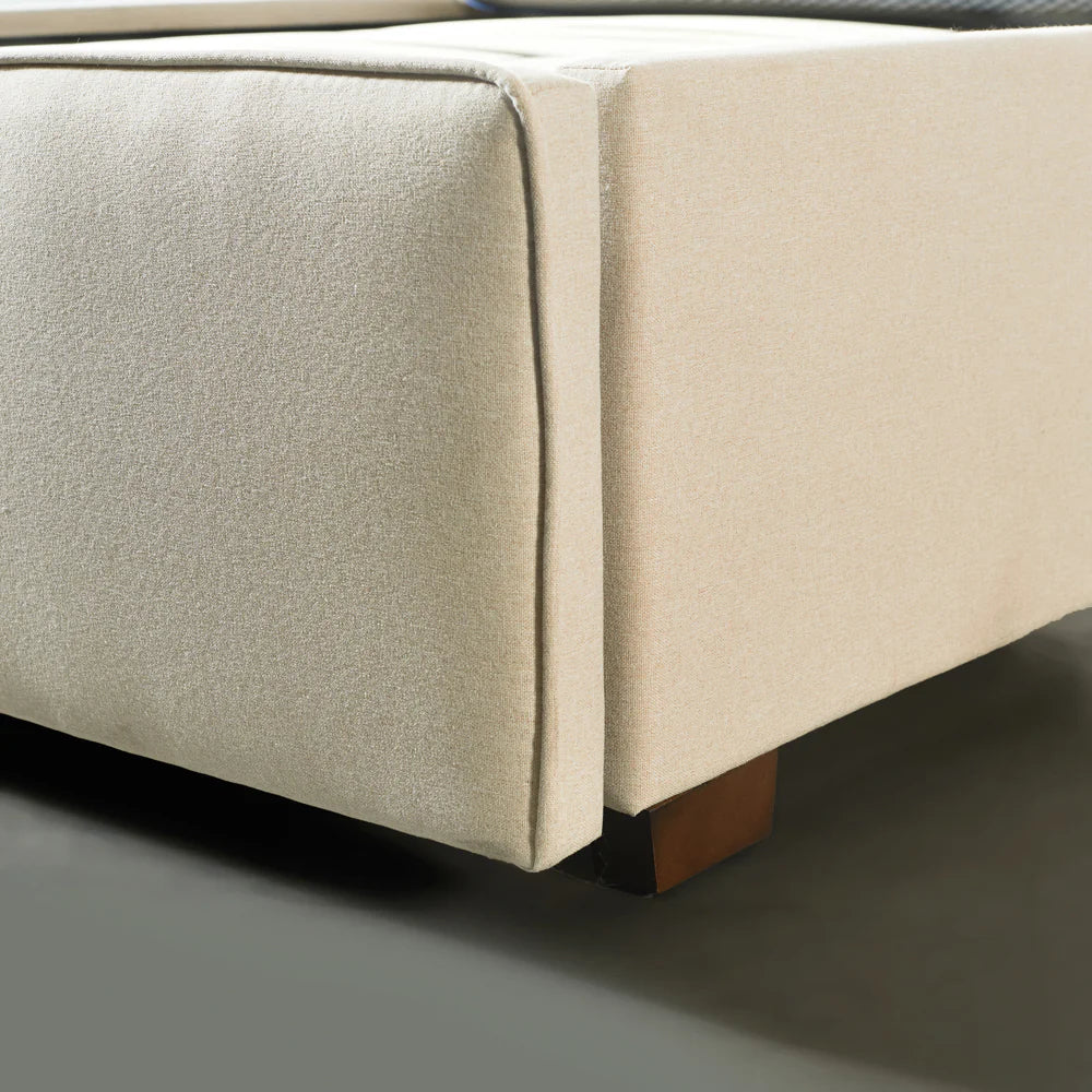 AMARA - Beige Fabric Bed