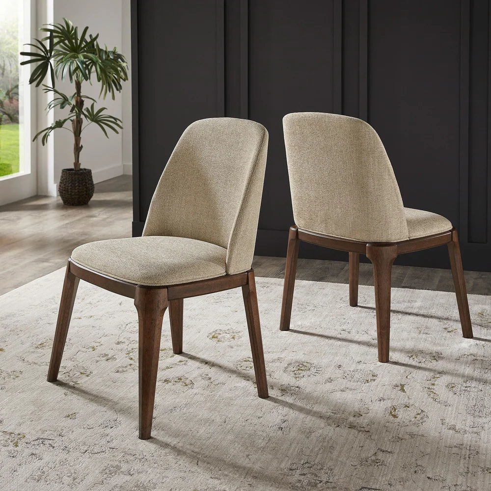 Rondo Upholstered Side Chairs with Walnut Legs
