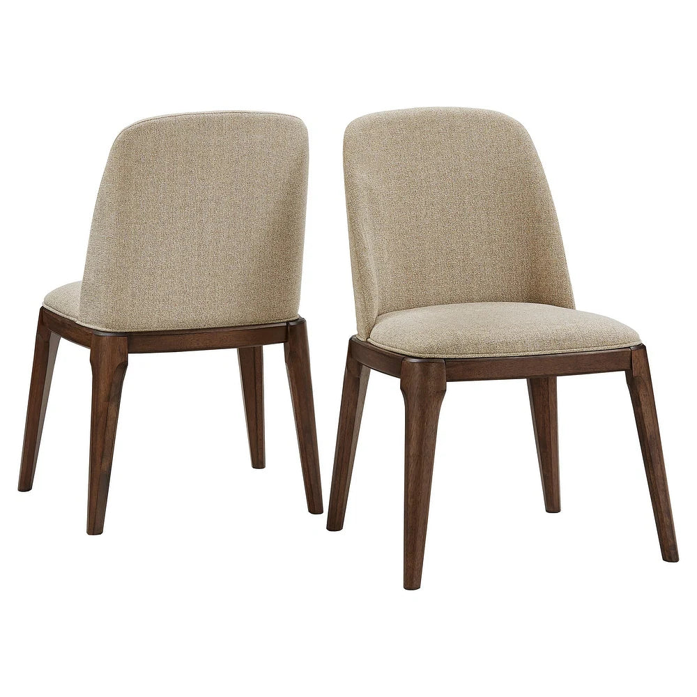 Rondo Upholstered Side Chairs with Walnut Legs
