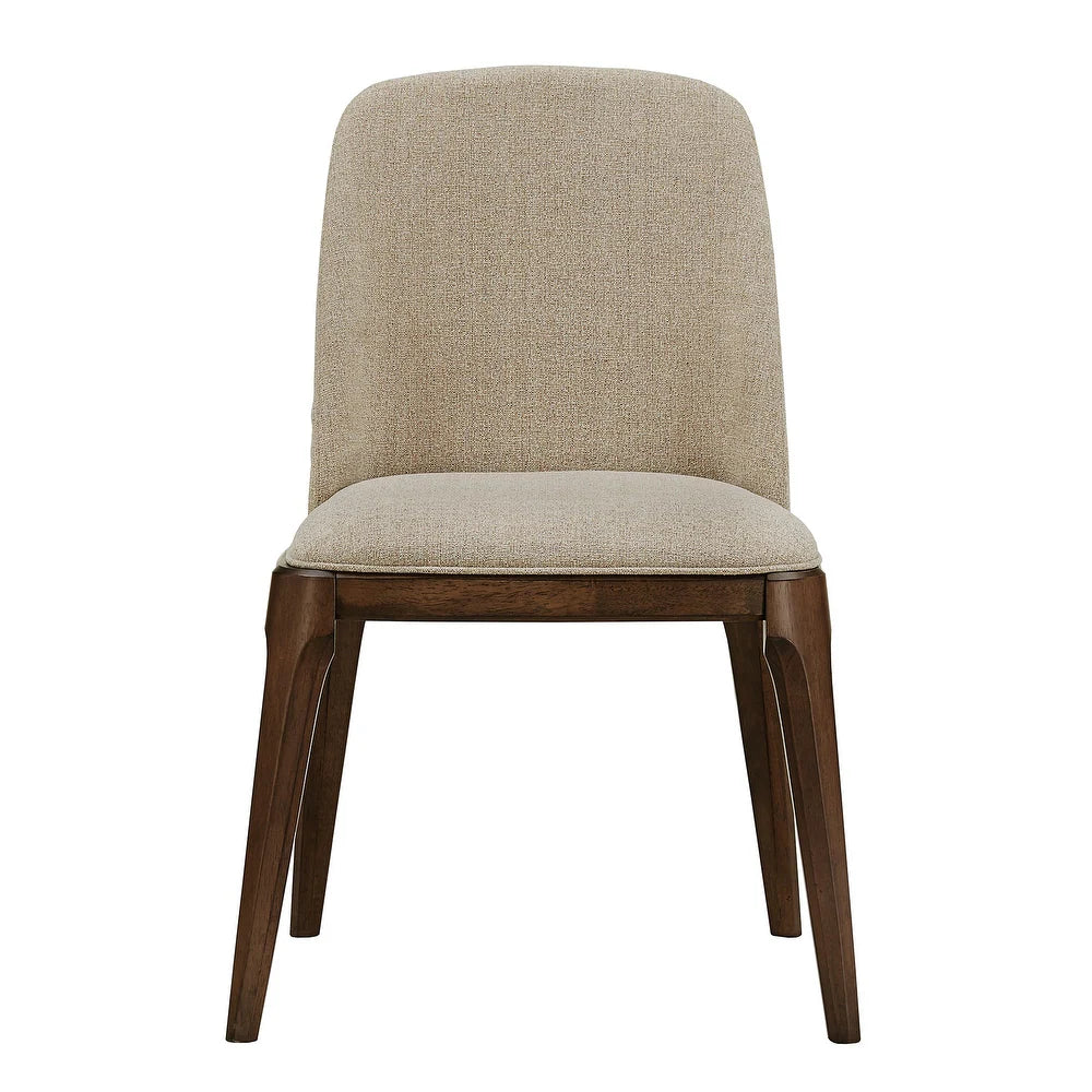 Rondo Upholstered Side Chairs with Walnut Legs