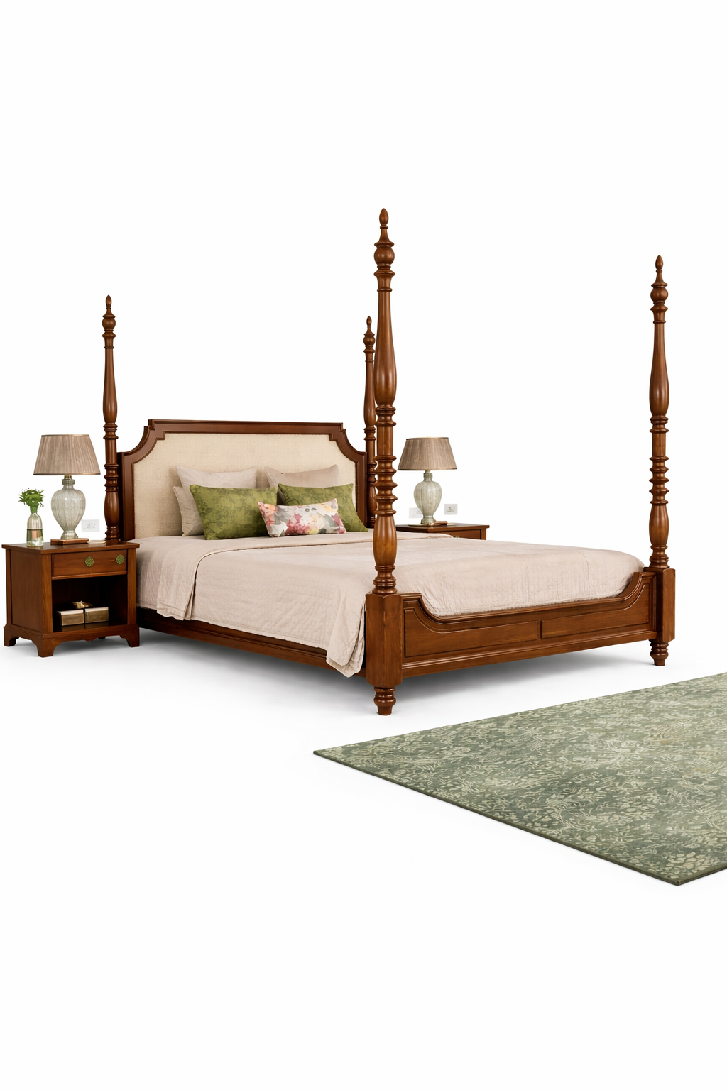 🛏 The Maharaja Grand Teak Four-Poster Bed