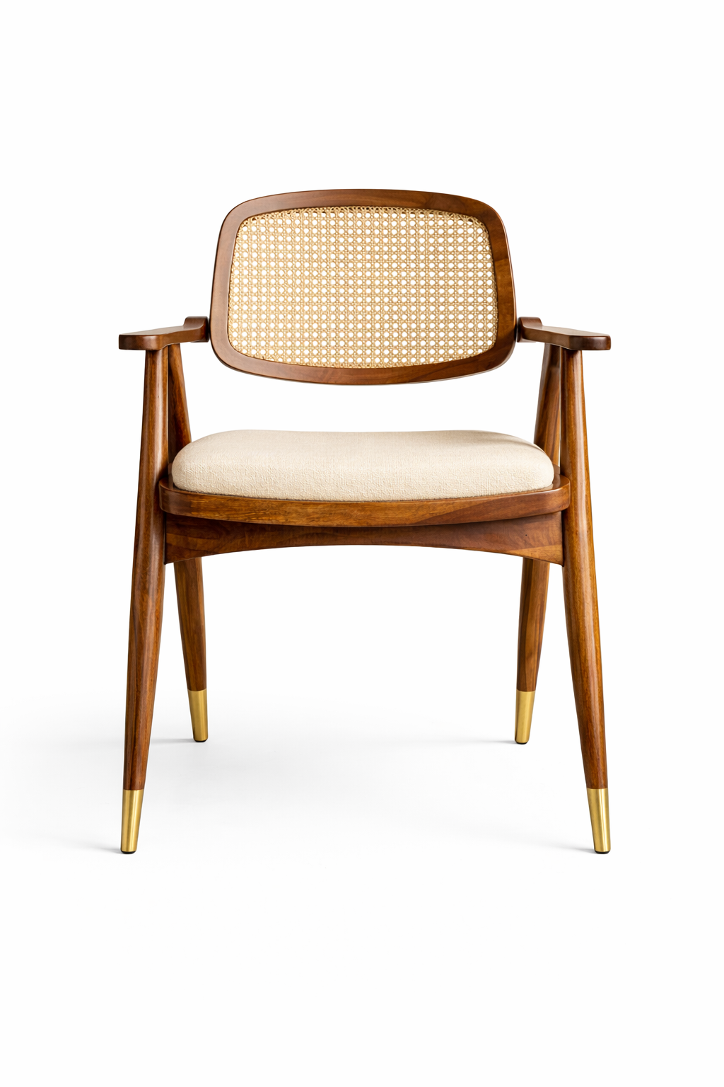 Vintage Rosewood Cane Accent Chair