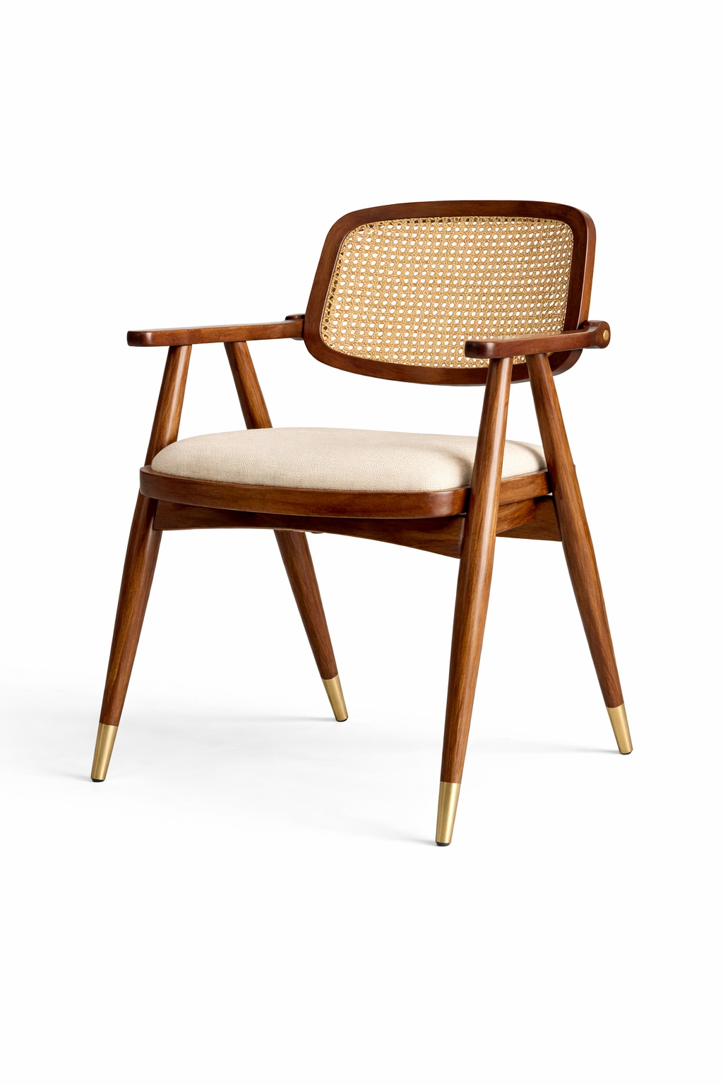 Vintage Rosewood Cane Accent Chair