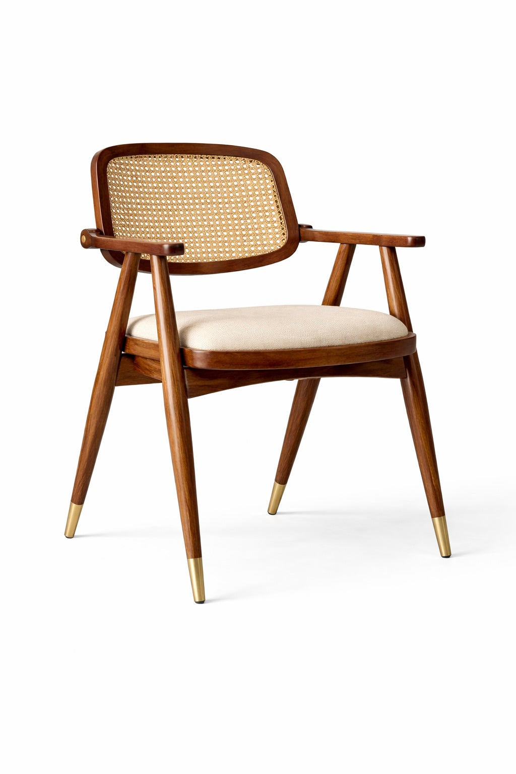 Vintage Rosewood Cane Accent Chair