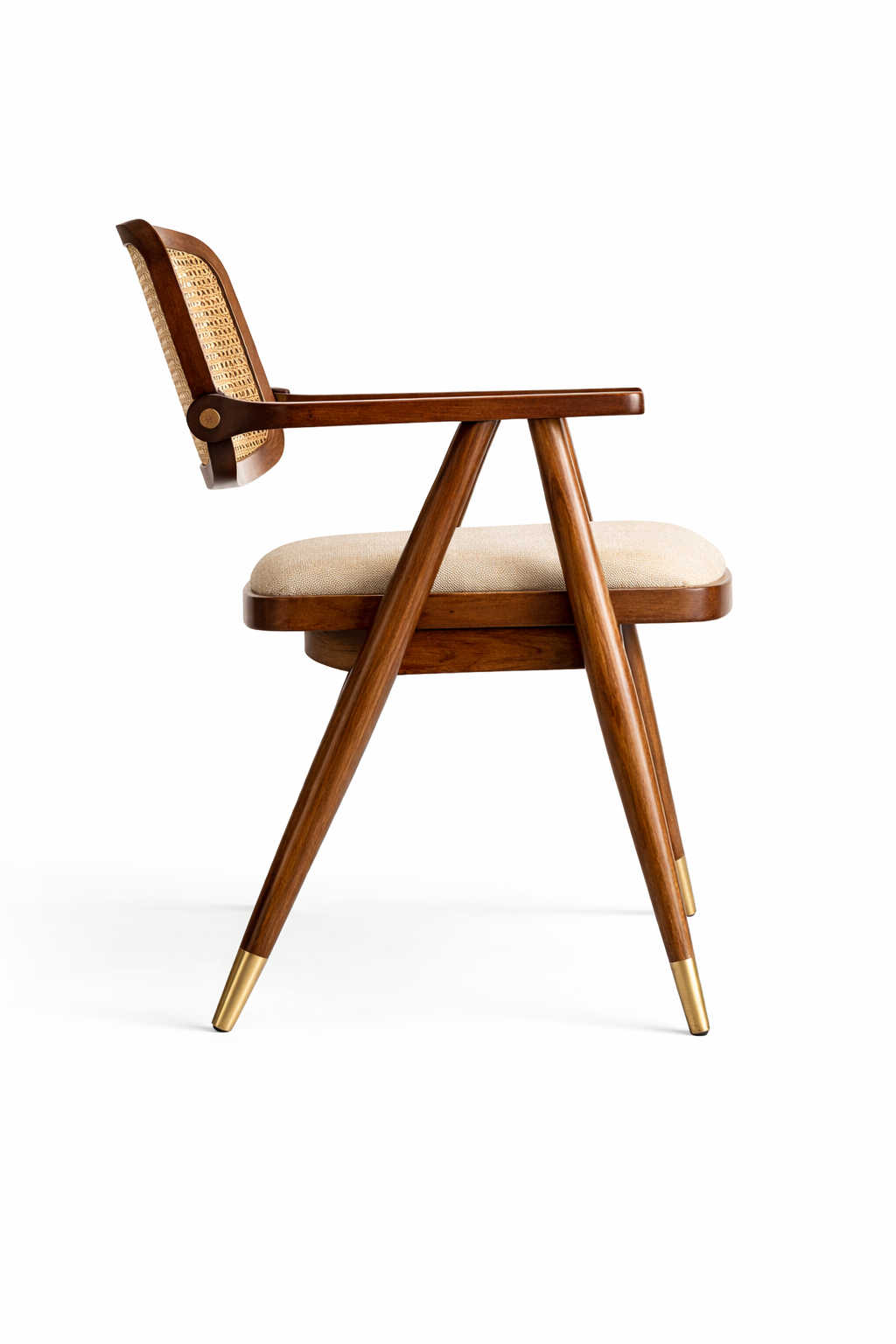 Vintage Rosewood Cane Accent Chair