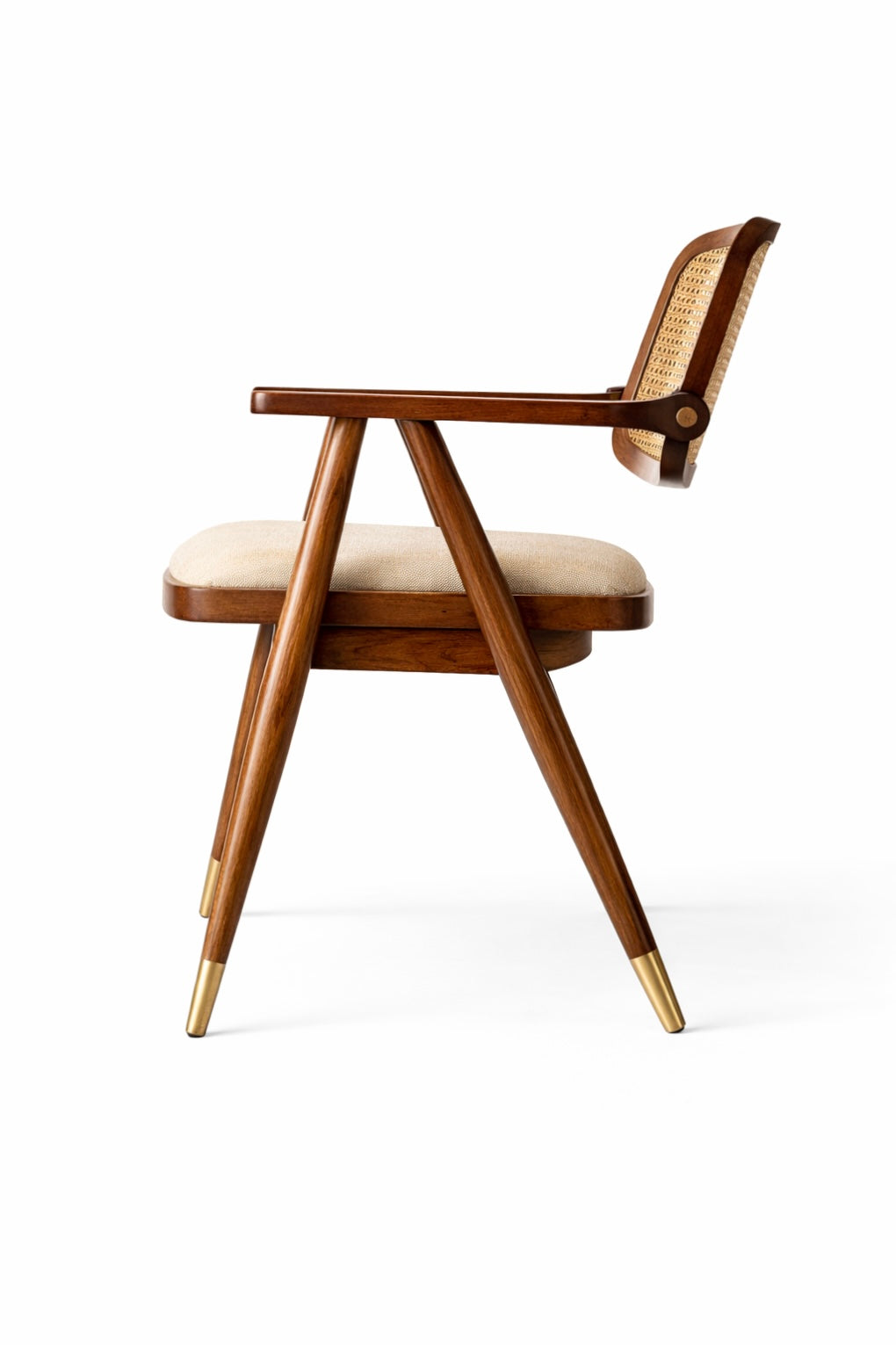 Vintage Rosewood Cane Accent Chair