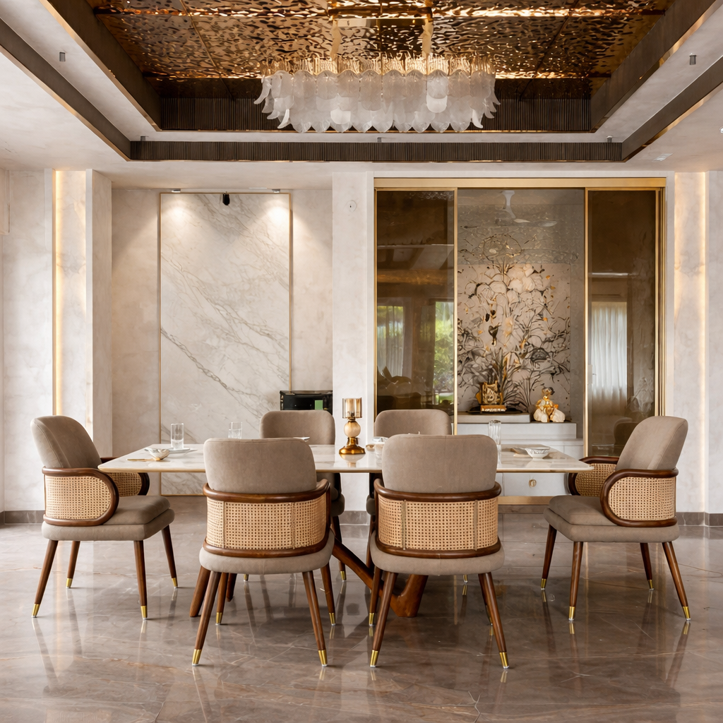 Nexus Curve Marbal Top Dining Table