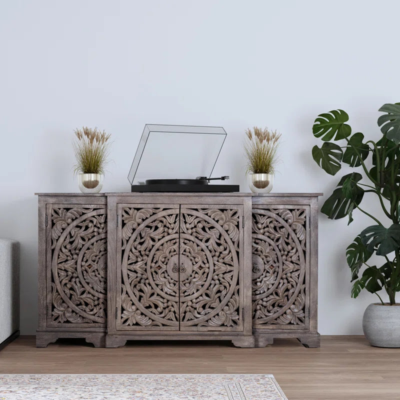 Solid Mango Wood Sideboard Grew Color