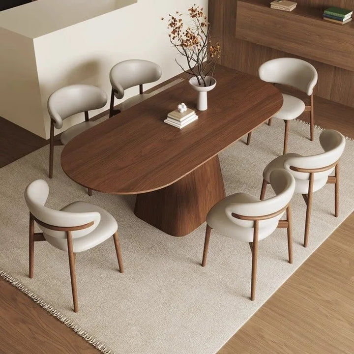 Walnut Curve" Upholstered Dining Chair