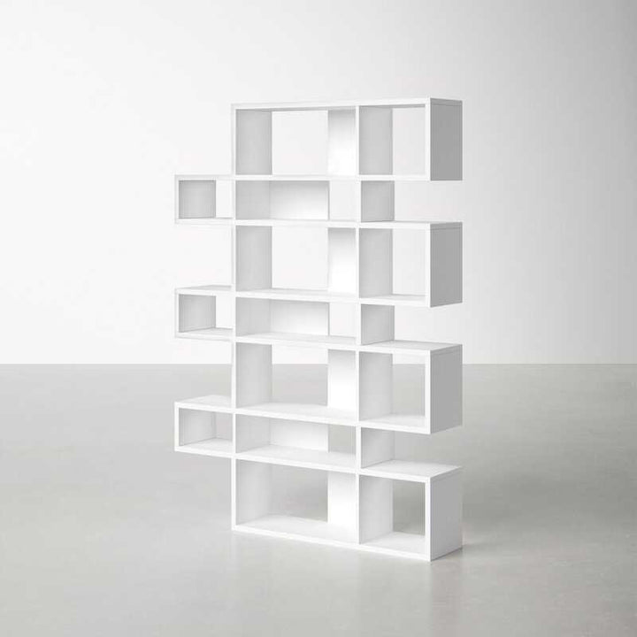Matte White Kamari Geometric Bookcase