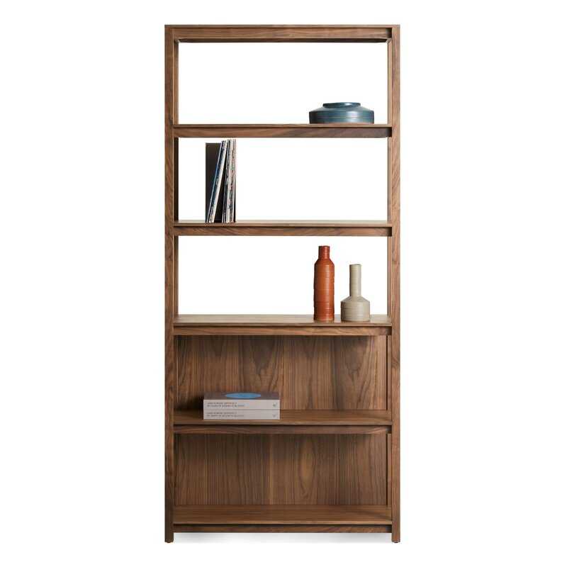 Walnut Cesar Solid Wood Standard Bookcase