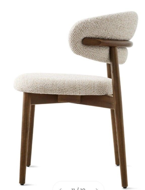 Dining Chair , Accent Chairs Comfy Fabric Cushion Seat, Curved Backrest Kitchen Side Chairs with Sturdy Wood Legs for Kitchen Restaurant Living Room