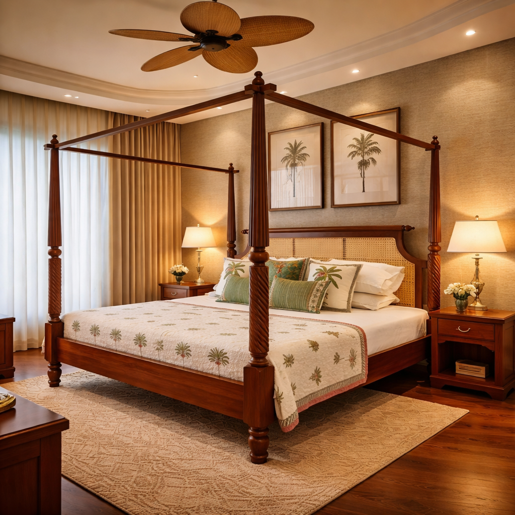🛏 The Palmcrest Teak Estate Four-Poster Bed