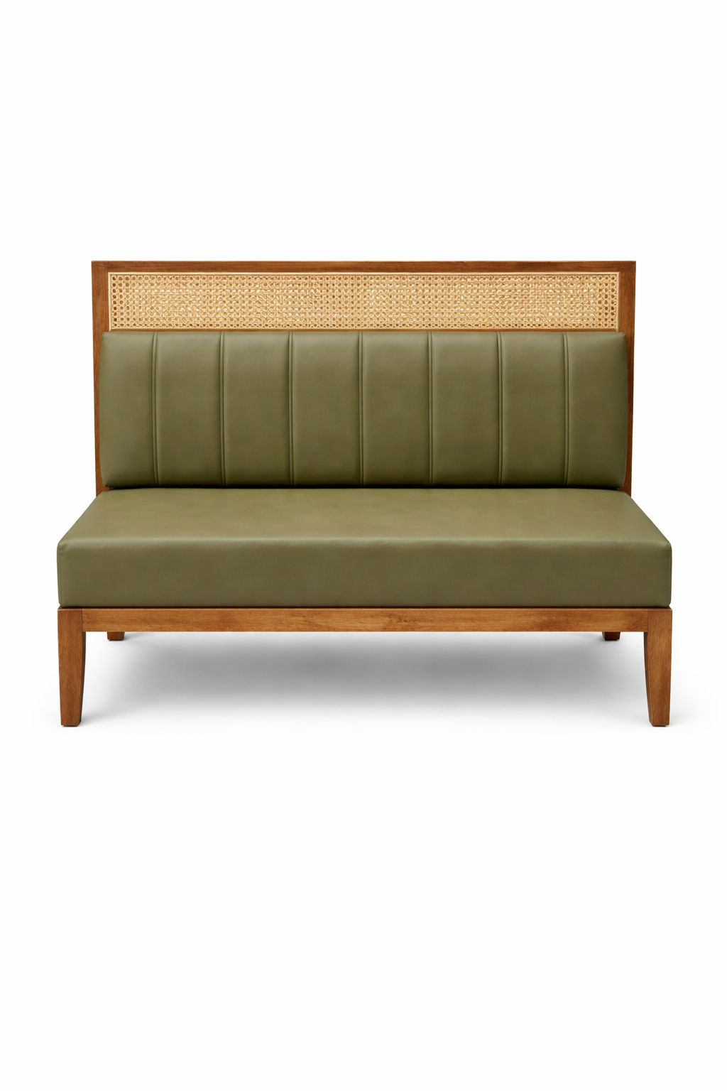 Wooden Fream With Cane Back Restaurant Booth Sofa Set