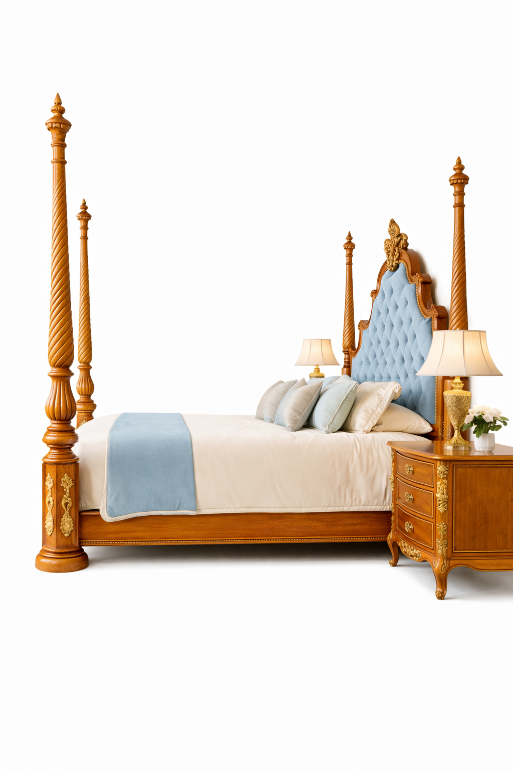 👑 The Maharaja Rajvilas Imperial Canopy Bed Teak Wood