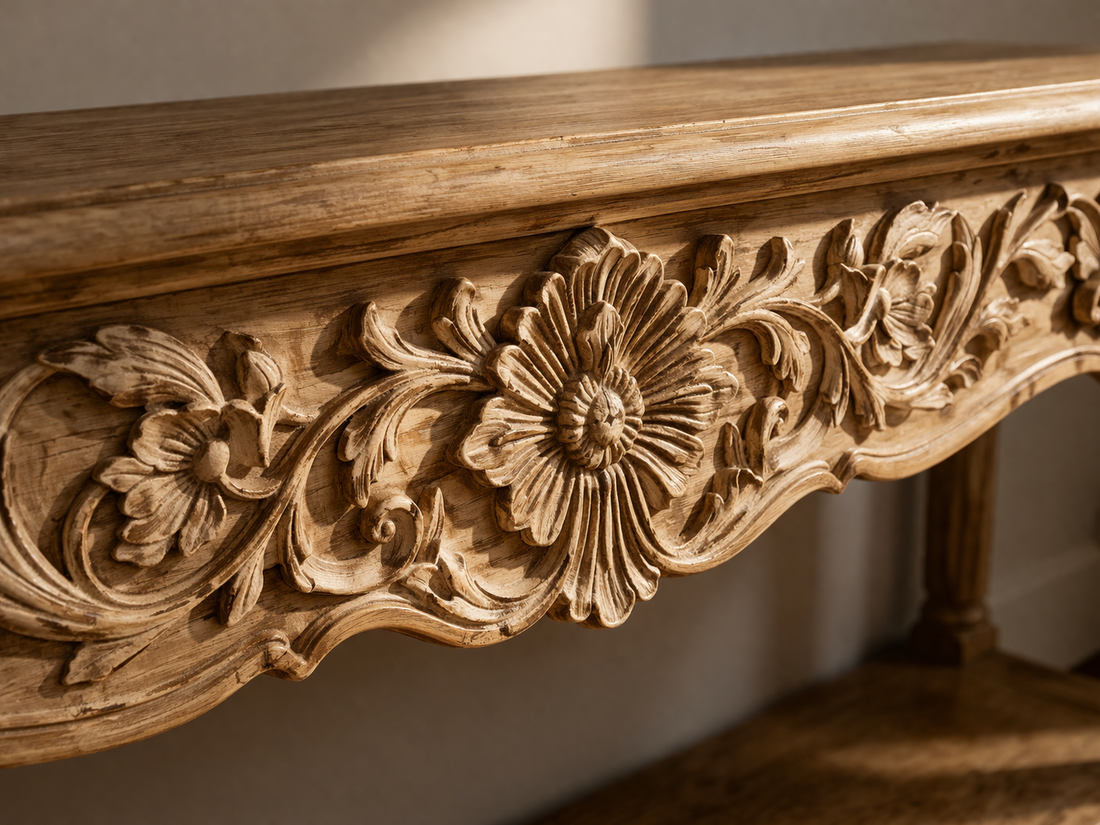 Royal Heritage Hand-Carved Wooden Console Table