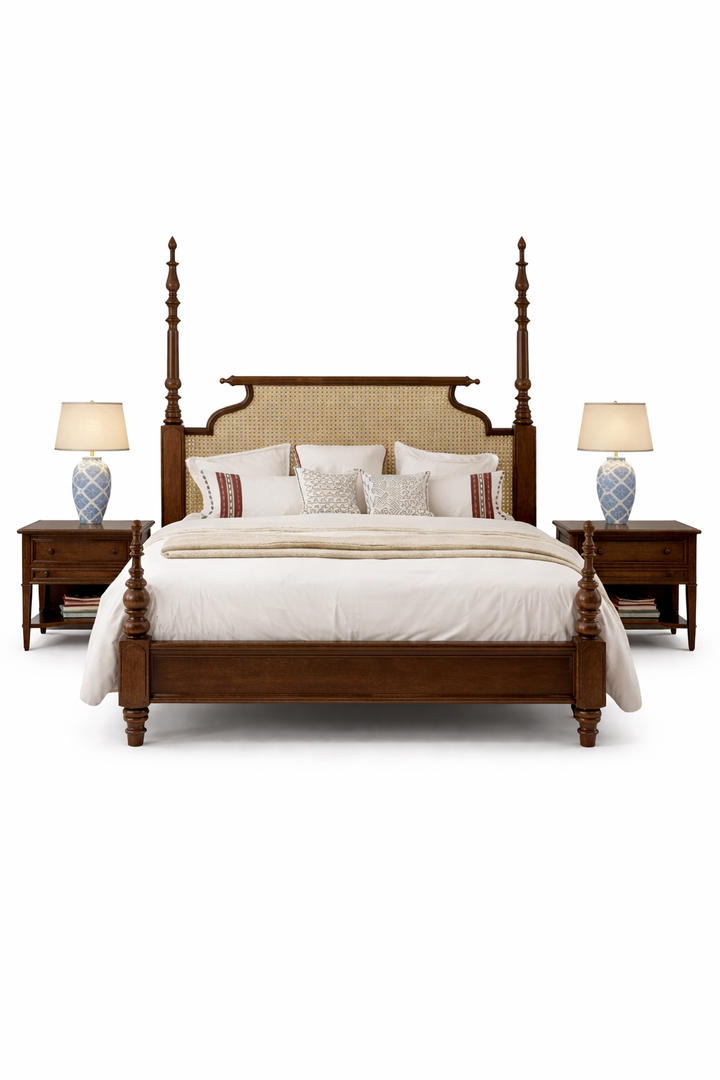 The Indian Rose Wood Windsor Cane Heritage Bed