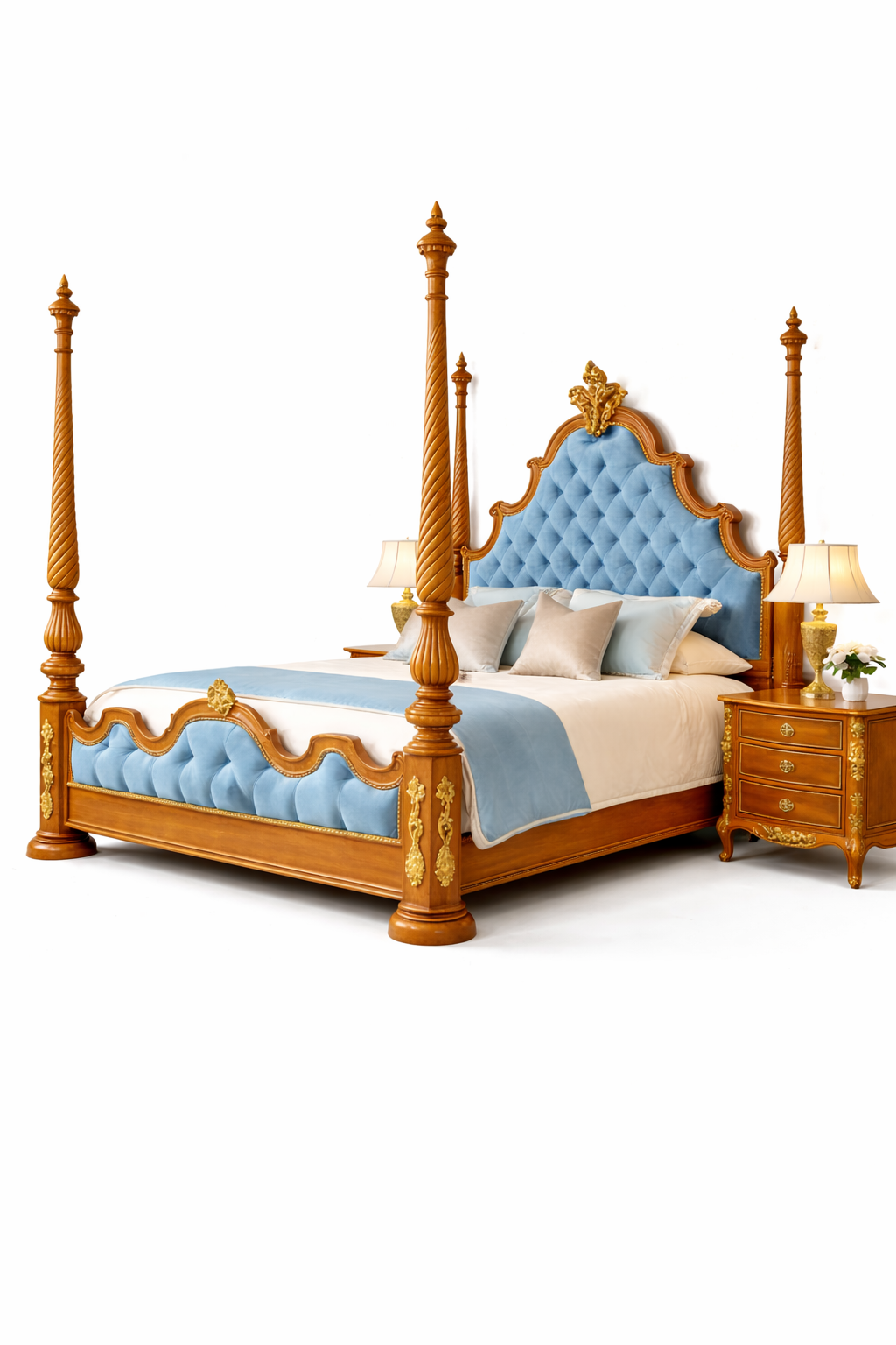 👑 The Maharaja Rajvilas Imperial Canopy Bed Teak Wood