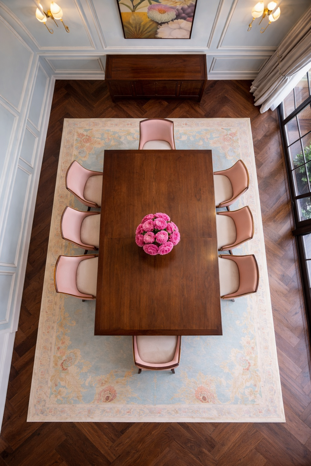 Heritage Curve Base Solid Wood Dining Table