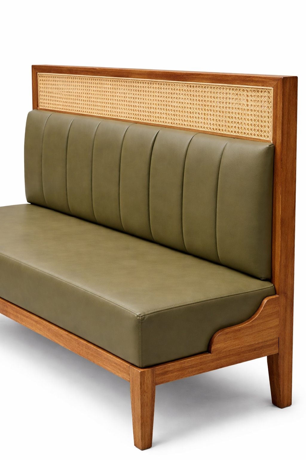 Wooden Fream With Cane Back Restaurant Booth Sofa Set