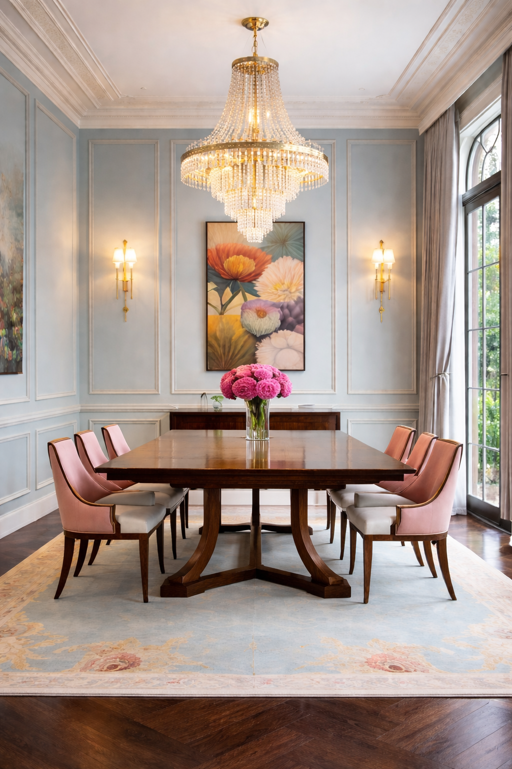 Heritage Curve Base Solid Wood Dining Table