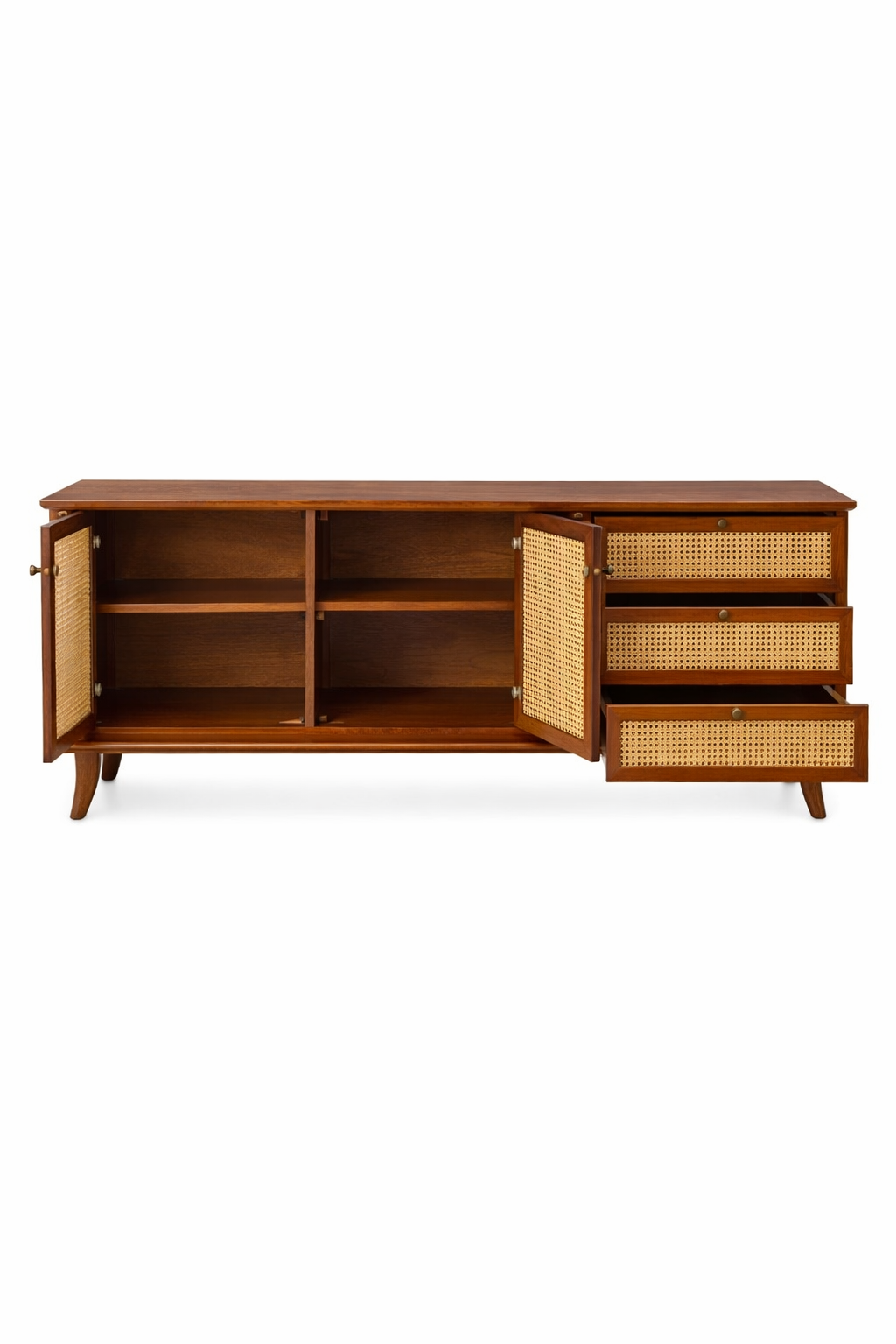 Cane Panel Wooden Sideboard Cabinet