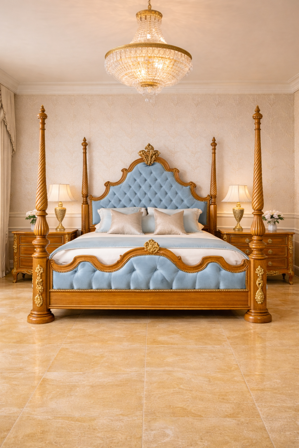 👑 The Maharaja Rajvilas Imperial Canopy Bed Teak Wood