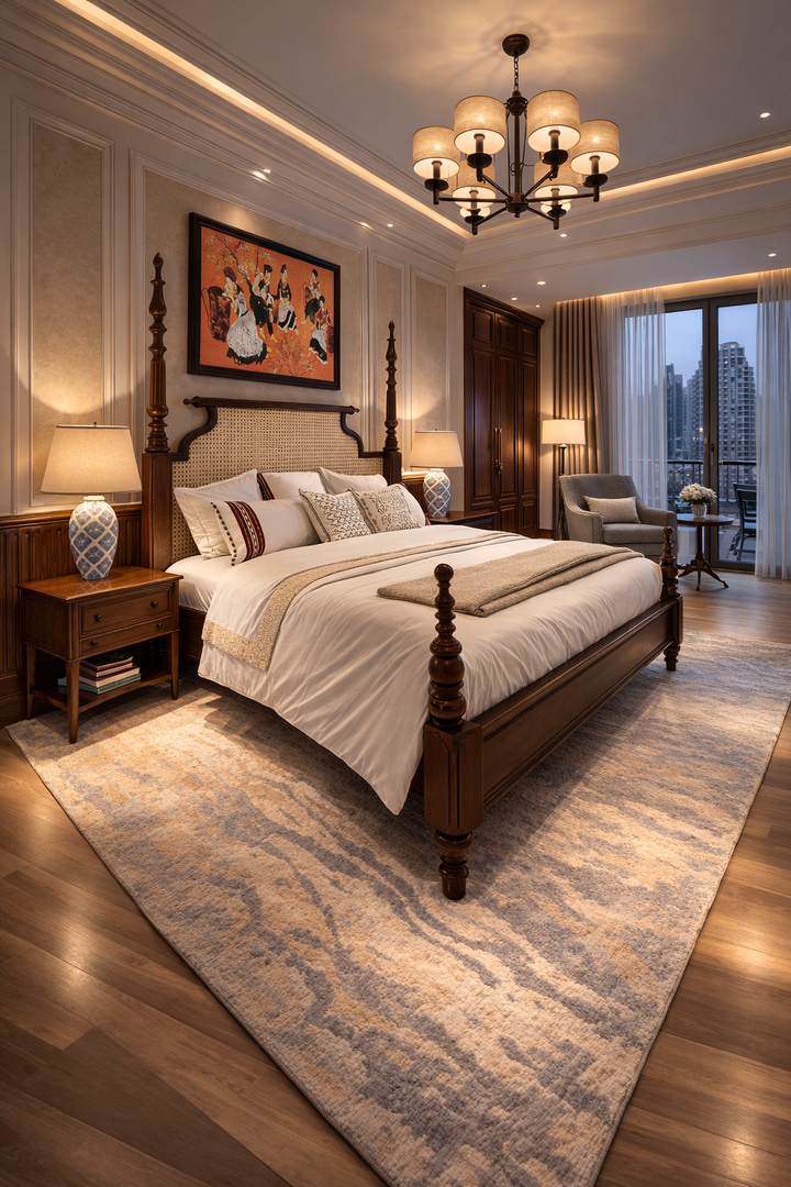 The Indian Rose Wood Windsor Cane Heritage Bed